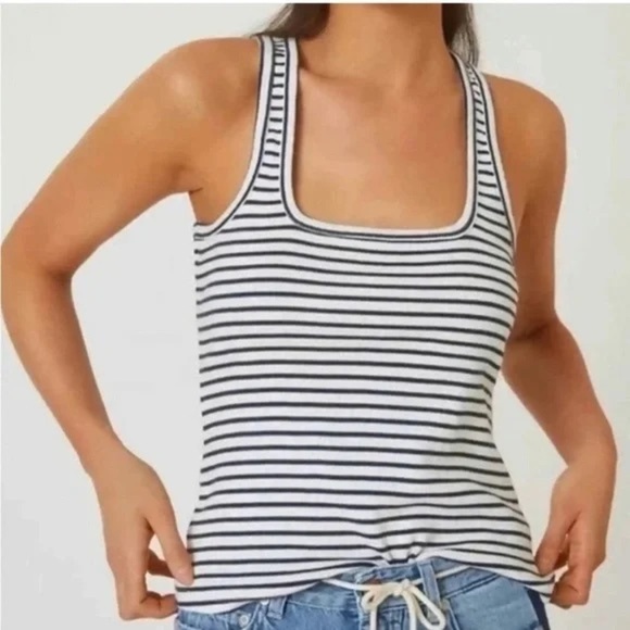 Anthropologie Tops - Anthropologie Maeve Stripped Ribbed Tank Top
